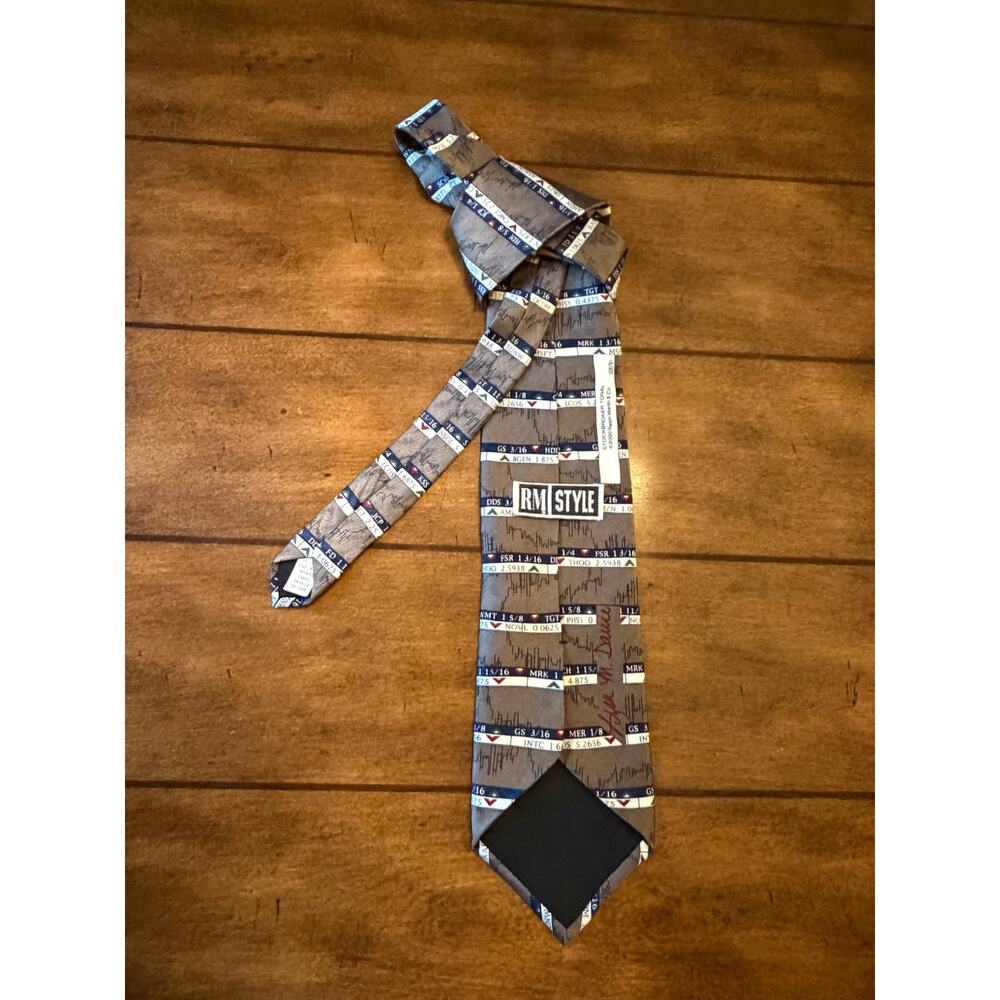 RM Style: Vintage US Stock Market 100% Silk necktie (year 2000) - Picture 4 of 4